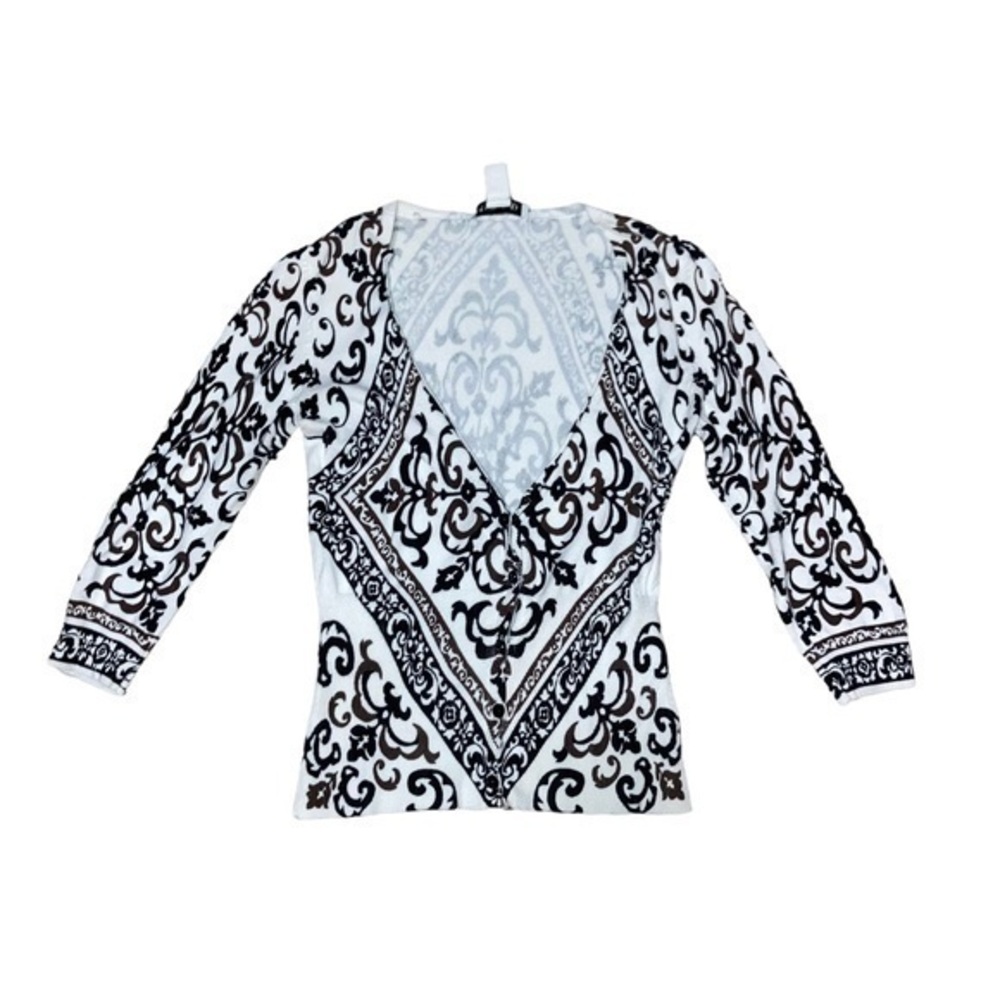 White House black market white black brown sweater cardigan